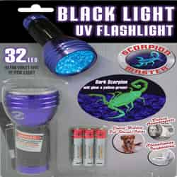 Scorpion 32 LED Black/Purple LED UV Flashlight AAA Battery