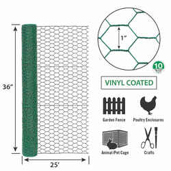 Garden Zone 36 in. W Steel Vinyl Coated Poultry Netting