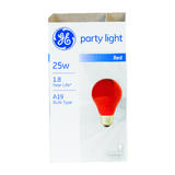 GE Lighting party light 25 watts A19 Incandescent Bulb 200 lumens Red A-Line 1 pk