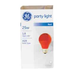 GE Lighting party light 25 watts A19 Incandescent Bulb 200 lumens Red A-Line 1 pk