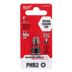 Milwaukee SHOCKWAVE #2 x 1 in. L Impact Duty Steel 1/4 in. 2 pc. Screwdriver Bit Hex Shank P