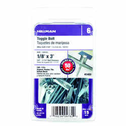 HILLMAN Fas-N- Tite 1/8 in. Dia. x 3 L Round Steel Toggle Bolt 15 pk