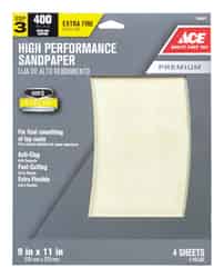 Ace 11 in. L X 9 in. W 400 Grit Aluminum Oxide Sandpaper 4 pk