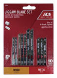 Ace High Carbon Steel Jig Saw Blade Set 10 pk Universal