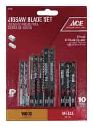 Ace High Carbon Steel Jig Saw Blade Set 10 pk Universal