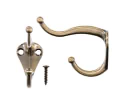 Ace 3 in. L Antique Brass Gold Brass Coat and Hat Hook 2 pk Small
