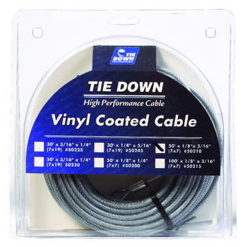 Tie Down Engineering Vinyl Coated Galvanized Steel 1/8 in. Dia. x 50 ft. L Aircraft Cable