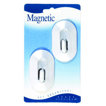 Spectrum 2-1/2 in. L White Plastic Magnetic Classic Hooks 2 pk