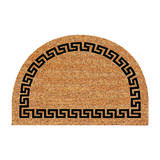 DeCoir Half-Round Greek Key Tan/Black Coir Nonslip Door Mat 24 in. L x 36 in. W