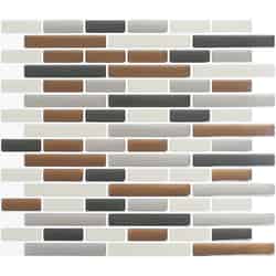 Peel and Impress 11 in. L x 9.3 in. W Multiple Finish (Mosaic) Vinyl 4 pc. Adhesive Wall Tile