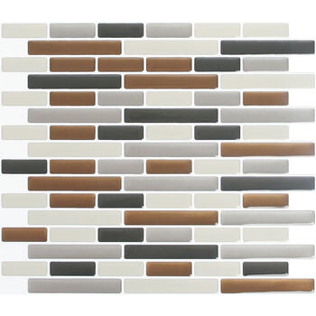 Peel and Impress 11 in. L x 9.3 in. W Multiple Finish (Mosaic) Vinyl 4 pc. Adhesive Wall Tile