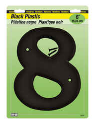 Hy-Ko 6 in. Black Plastic Screw-On Number 8 1 pc.