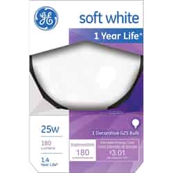 GE Lighting 25 watts G25 Incandescent Bulb 180 lumens Soft White Globe 1 pk