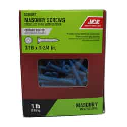 Ace 3/16 in. x 1-3/4 in. L Phillips Flat Head Ceramic Steel Masonry Screws 1 lb. 105 pk