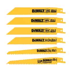 DeWalt 6 Piece 6 in. L Bi-Metal Reciprocating Saw Blade Multi TPI 6 pk