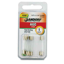 Jandorf AGC 5 amps 250 volt Glass Fast Acting Fuse 4 pk