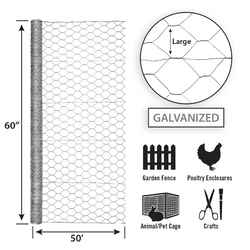 Garden Zone 60 in. H x 50 ft. L 20 Ga. Green Poultry Netting