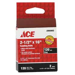 Ace 16 in. L x 2-1/2 in. W Aluminum Oxide 120 Grit Fine 2 pk Sanding Belt
