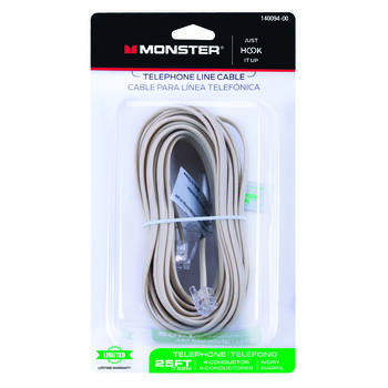 Monster Cable 25 ft. L Modular Telephone Line Cable Ivory