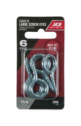 Ace 3/16 in. Dia. x 1-5/8 in. L Zinc-Plated Steel Screw Eye 60 lb. 6 pk