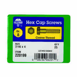 HILLMAN 7/16 in. Dia. x 4 in. L Heat Treated Yellow Dichromate Hex Head Cap Screw 25 box