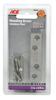 Ace 3 in. H x .513 in. L x 0.625 in. W Stainless Steel Mending Brace