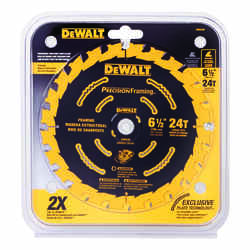DeWalt 6-1/2 in. Dia. x 5/8 in. Carbide Tipped Precision Framing Circular Saw Blade 24 teeth 1