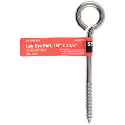 Hampton 1/4 in. x 3-3/4 in. L Stainless Steel Lag Thread Eyebolt Nut Included