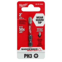 Milwaukee SHOCKWAVE #3 x 2 in. L Impact Duty Screwdriver Bit Hex Shank 1 pc. 1/4 in. Steel P