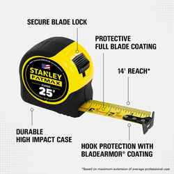 Stanley FatMax 25 ft. L x 1.25 in. W Tape Rule 1 pk Yellow