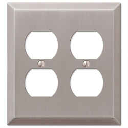 Amerelle Century Brushed Nickel Gray 2 gang Stamped Steel Duplex Outlet Wall Plate 1 pk