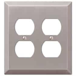 Amerelle Century Brushed Nickel Gray 2 gang Stamped Steel Duplex Outlet Wall Plate 1 pk