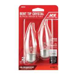 Ace 40 watts CA9 Bent Tip Incandescent Light Bulb Medium Base (E26) White (Clear) 2 pk