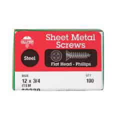 HILLMAN 3/4 in. L x 12 Phillips Flat Head Zinc-Plated Steel Sheet Metal Screws 100 per box