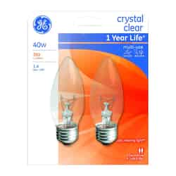 GE Lighting 40 watts B13 Incandescent Light Bulb 380 lumens White (Clear) Blunt Tip 2 pk