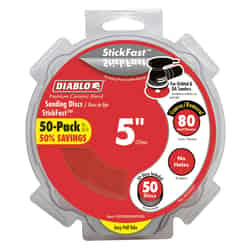 Diablo StickFast 5 in. Ceramic Blend Pressure Sensitive Adhesive Sanding Disc 80 Grit Coarse 50 pk