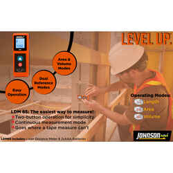 Johnson Laser Distance Measurer 85 ft. Indoor and Outdoor 1 in. L x 5-1/4 in. W