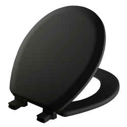 Mayfair Never Loosens Round Black Molded Wood Toilet Seat