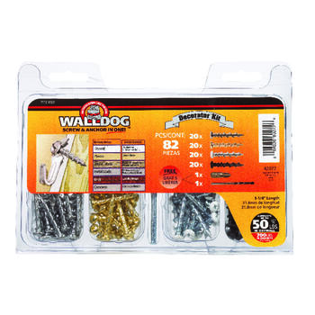 Walldog No. 10 x 1-1/4 in. L Phillips Pan Chrome Screw Kit 82 pk