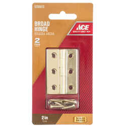 Ace 2 in. W x 1-3/8 in. L Polished Brass Brass Broad Hinge 2 pk