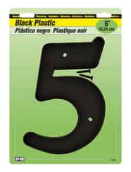 Hy-Ko 6 in. Black Plastic Screw-On Number 5 1 pc.