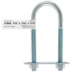 Hampton 3/8 in. x 1-3/8 in. W x 3-7/8 in. L Coarse Zinc-Plated Steel U-Bolt