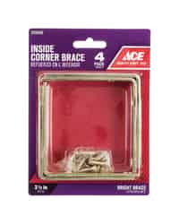 Ace  3-1/2 in. H Brass  Inside L  Corner Brace 