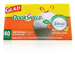 Glad OdorShield 13 gal. Kitchen Trash Bags Drawstring 40 pk