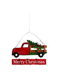 Celebrations Merry Christmas Truck Wall Art Red 1 pk Iron