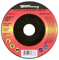 Forney 1/4 in. thick x 7/8 in. x 4-1/2 in. Dia. Aluminum Oxide Metal Grinding Wheel 13300 rpm