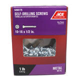 Ace 1/2 in. L x 10-16 Sizes Pan Head Zinc-Plated Self- Drilling Screws 1 lb. Steel Phillips