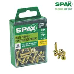 SPAX No. 8 x 3/4 in. L Phillips/Square Flat Yellow Zinc Steel Multi-Purpose Screw 35 each