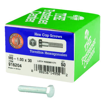 Hillman M6-1.00 mm Dia. x 30 mm L Heat Treated Steel Hex Head Cap Screw 50 pk