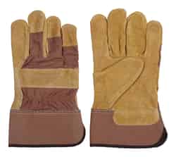 Ace Split Cowhide Leather Work Gloves Large Brown